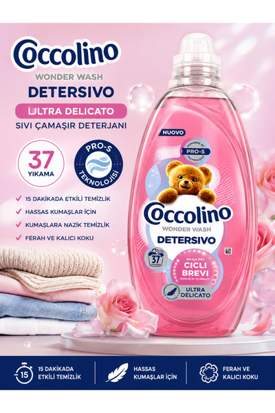 Coccolino Wonder Wash Ultra Delicato Sıvı Çamaşır Deterjanı 1480 ml 37 Yıkama – Hassas Kumaşlar