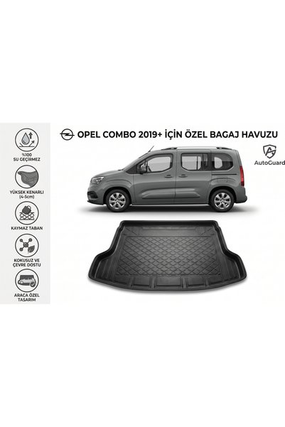 AutoGuard Opel Combo 2019+ Model Uyumlu Bagaj Havuzu TPE Malzeme Kokusuz 3D Y...