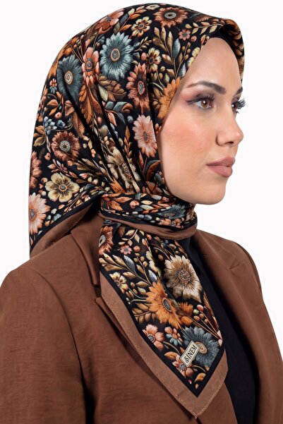 hadiora Women's Light Brown Vintage Floral Patterned Stitched Writing