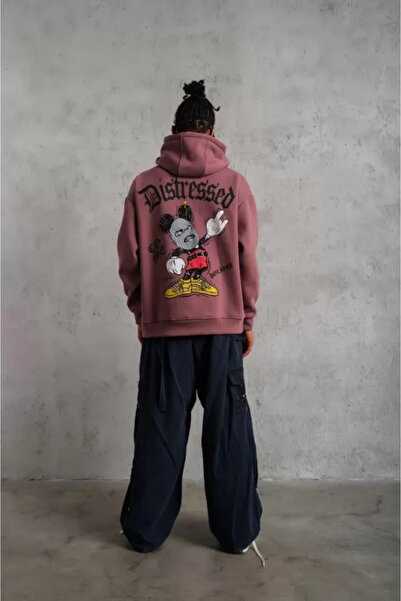 UFC 1985 TOP BRAND Men's three-thread printed hooded sweatshirt - dusty rose