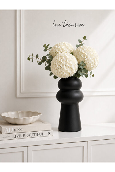 Lui Tasarım Nordic Style Vase Ceramic Black Bohemian Trend Vase 23 cm