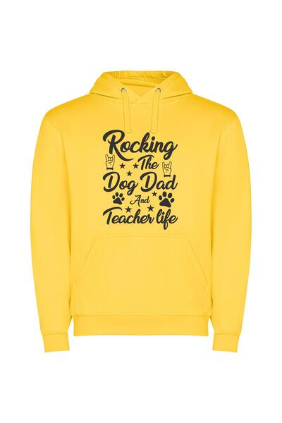 iLovePrints Rockstar Doggy Daddy Life Φούτερ με κουκούλα σε χρώμα Κίτρινο