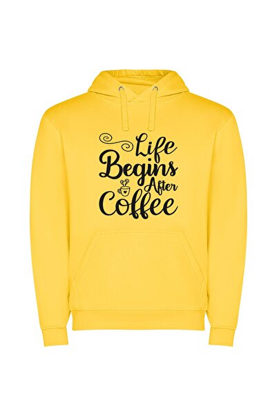 iLovePrints Brewed Bliss: Life's Black & White Φούτερ με κουκούλα σε χρώμα Κί...