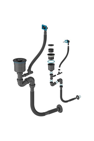 Granitan Sifon pentru chiuvetă Granitan, INOX/PVC, Negru