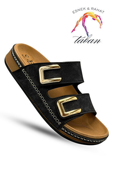 sermoda Women's slippers - velcro strap comfortable thick sole leather ethnic...