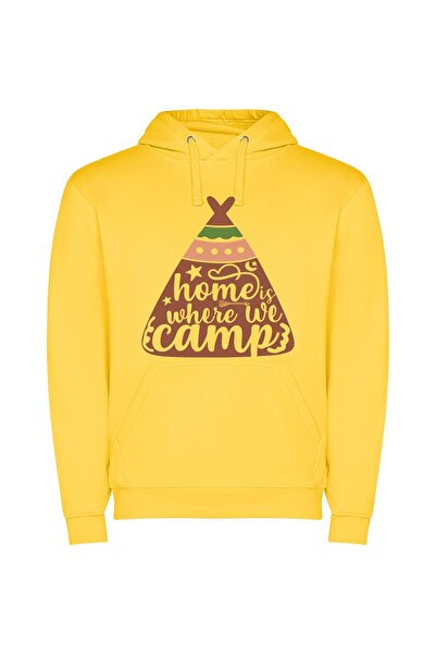 iLovePrints Camping Chronicles: Home & Teepee Φούτερ με κουκούλα σε χρώμα Κίτ...