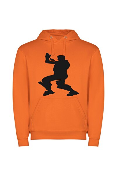 iLovePrints Black White Baseball Silhouette Φούτερ με κουκούλα σε χρώμα Πορτο...
