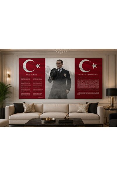 Zerawall MDF Tablo Atatürk Köşesi – Türk Bayrağı, İstiklal Marşı ve Gençliğe ...