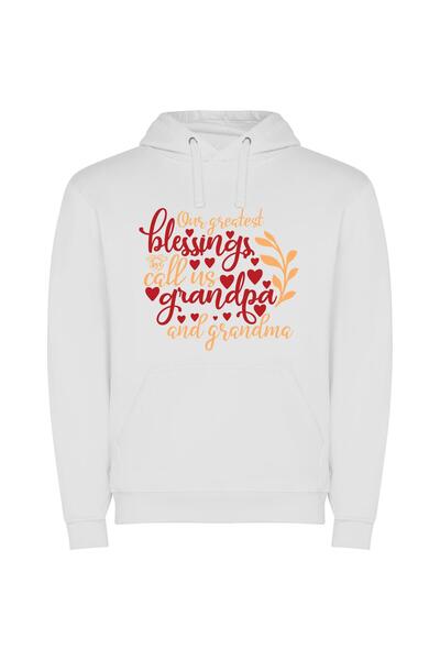 iLovePrints Blessed Grandparents: A Graceful Portrait Φούτερ με κουκούλα σε χ...