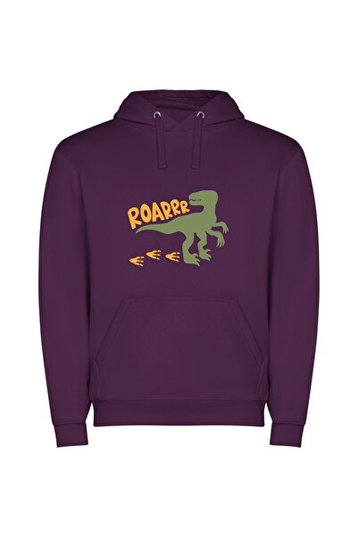 iLovePrints Rex's Roaring Raptor Φούτερ με κουκούλα σε χρώμα Μωβ