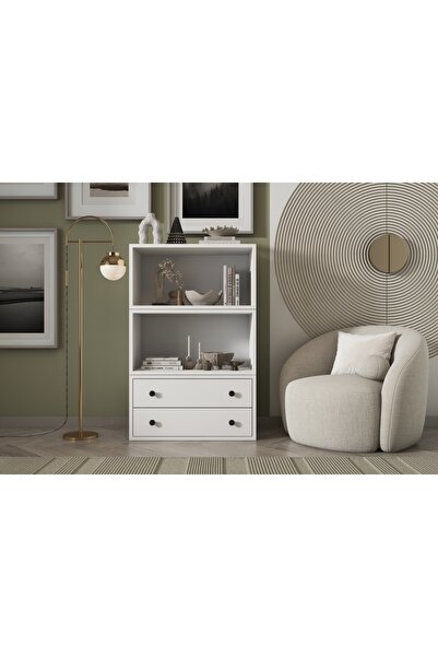 Vivense LEKSA ÇEKMECELİ RAFLI KİTAPLIK 65 CM BEYAZ KTP-1162-Ç