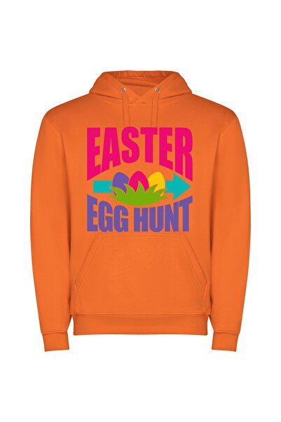 iLovePrints Eggstravagant Easter Hunt Φούτερ με κουκούλα σε χρώμα Πορτοκαλί