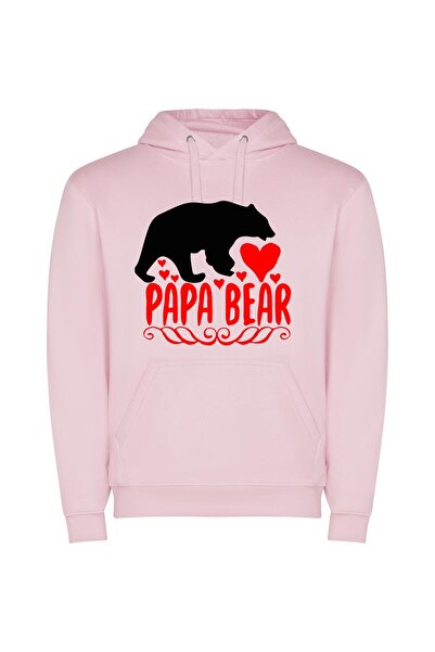 iLovePrints Heartfelt Bear Family Art Φούτερ με κουκούλα σε χρώμα Ροζ