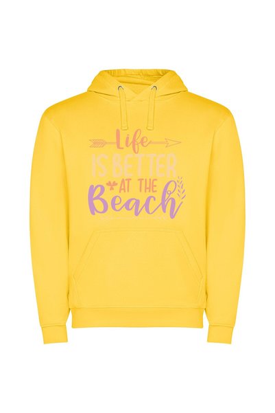 iLovePrints Beach Bliss Lives On Φούτερ με κουκούλα σε χρώμα Κίτρινο
