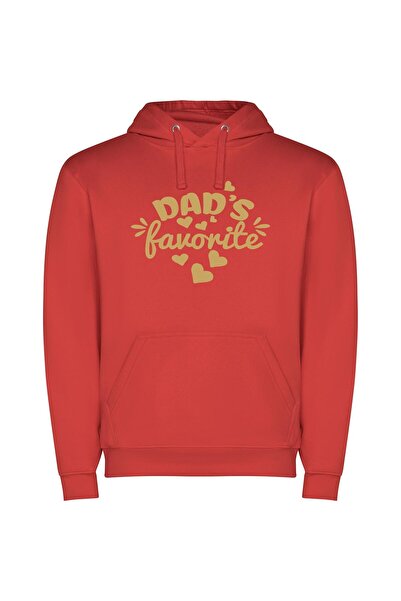 iLovePrints Proud Dad's Fan Favorite Φούτερ με κουκούλα σε χρώμα Κόκκινο