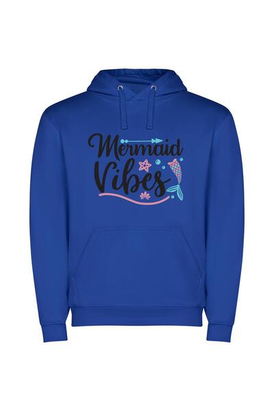 iLovePrints Enchanting Mermaid Vibes Φούτερ με κουκούλα σε χρώμα Μπλε