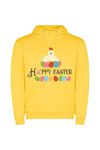 iLovePrints Eggcellent Easter Extravaganza! Φούτερ με κουκούλα σε χρώμα Κίτρινο