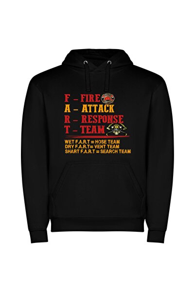 iLovePrints Flaming Response Team Shirt Φούτερ με κουκούλα σε χρώμα Μαύρο