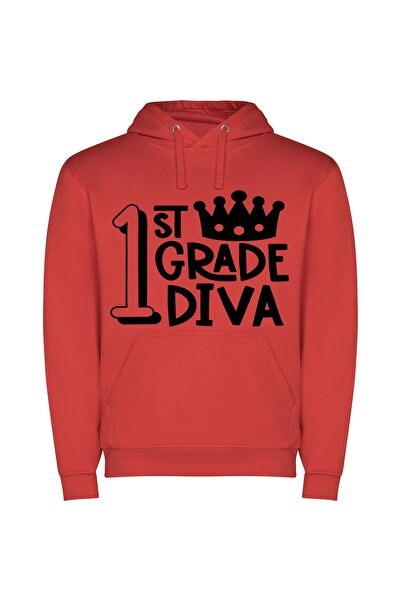 iLovePrints Monochrome Grade Diva Φούτερ με κουκούλα σε χρώμα Κόκκινο