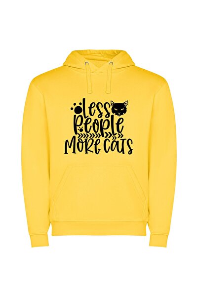 iLovePrints Purrfect Feline Revolution Φούτερ με κουκούλα σε χρώμα Κίτρινο