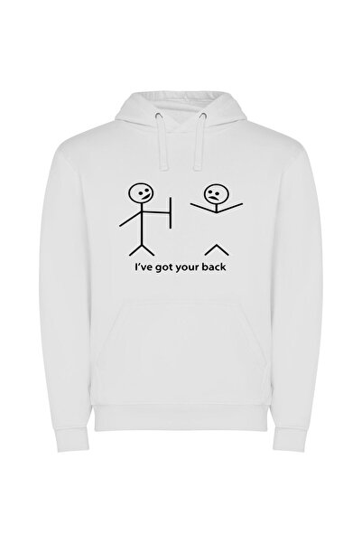 iLovePrints Back to Back Hero Φούτερ με κουκούλα σε χρώμα Λευκό