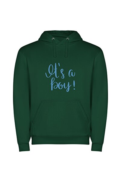 iLovePrints In Blue: It's a Boy! Φούτερ με κουκούλα σε χρώμα Πράσινο