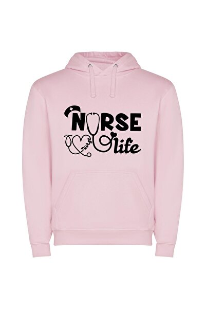 iLovePrints Nurse Life Chronicles: True-to-Life Φούτερ με κουκούλα σε χρώμα Ροζ