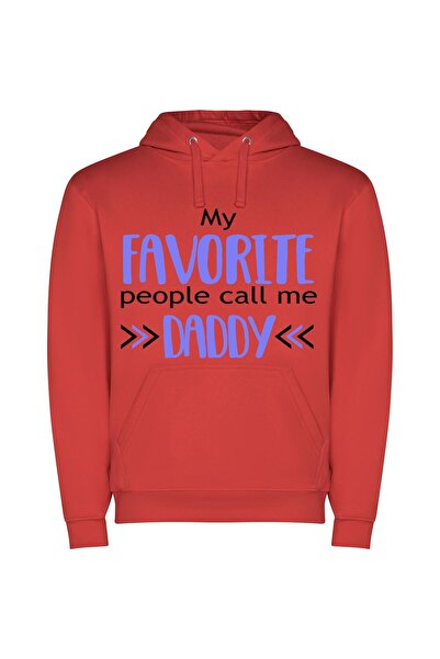 iLovePrints Beloved Daddy, Favorite Friend Φούτερ με κουκούλα σε χρώμα Κόκκινο