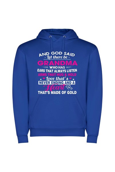 iLovePrints Loving Grandma's Embrace Φούτερ με κουκούλα σε χρώμα Μπλε