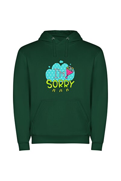 iLovePrints Apology in Floral Form Φούτερ με κουκούλα σε χρώμα Πράσινο