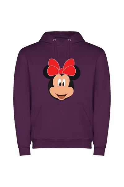 iLovePrints Mickey's Lovely Red Bow Φούτερ με κουκούλα σε χρώμα Μωβ