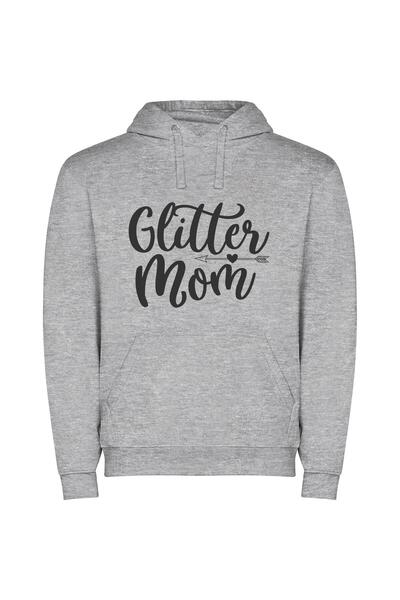 iLovePrints Glamorous Glitter Lettering Φούτερ με κουκούλα σε χρώμα Γκρι