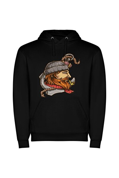 iLovePrints Bearded Viking Warrior Φούτερ με κουκούλα σε χρώμα Μαύρο