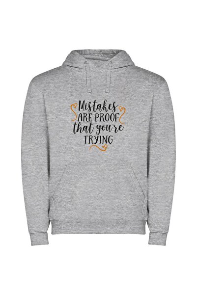 iLovePrints Trying: Mistakes & Proof Φούτερ με κουκούλα σε χρώμα Γκρι