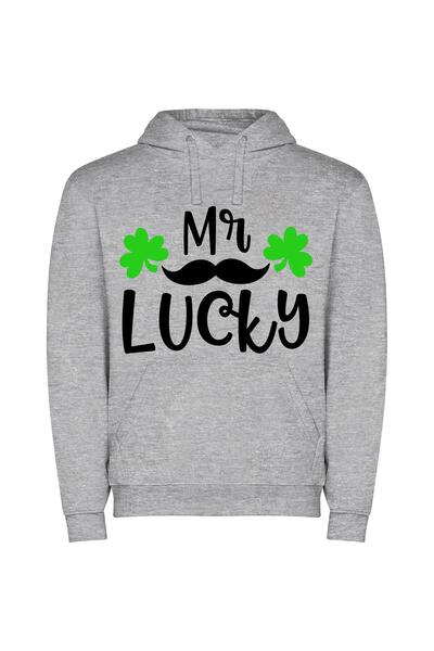 iLovePrints Moustached Shamrock Spectacle Φούτερ με κουκούλα σε χρώμα Γκρι