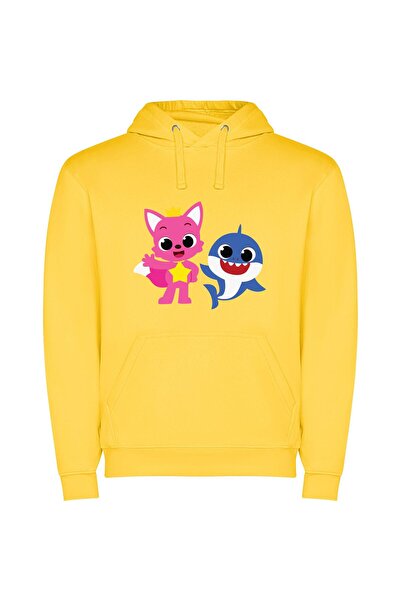 iLovePrints Furry Friends Unite! Φούτερ με κουκούλα σε χρώμα Κίτρινο