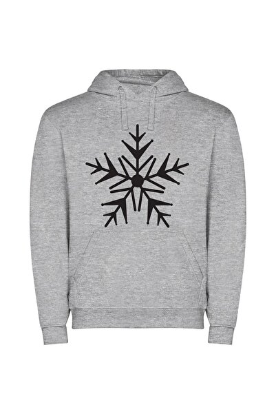 iLovePrints Winter's Mystical Snowflake Φούτερ με κουκούλα σε χρώμα Γκρι