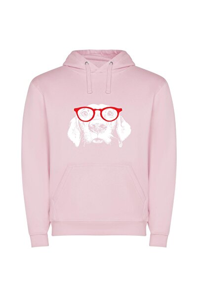 iLovePrints Fashionable Red Lens Φούτερ με κουκούλα σε χρώμα Ροζ