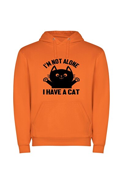 iLovePrints Feline Friends Forever! Φούτερ με κουκούλα σε χρώμα Πορτοκαλί