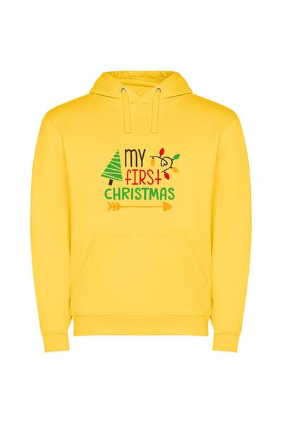 iLovePrints Enchanted Merry Tree Φούτερ με κουκούλα σε χρώμα Κίτρινο