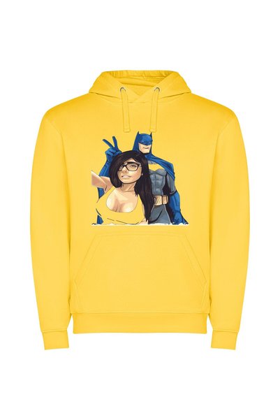 iLovePrints Anigirl's Rotoscoped Batman Φούτερ με κουκούλα σε χρώμα Κίτρινο