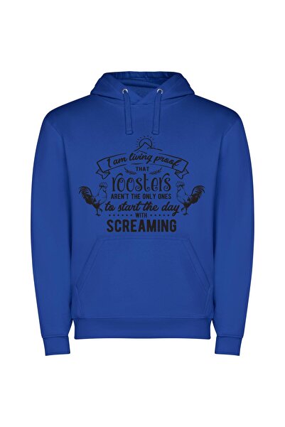iLovePrints Serenity Over Rooster's Scream Φούτερ με κουκούλα σε χρώμα Μπλε