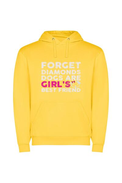 iLovePrints Best Friends and Diamonds Φούτερ με κουκούλα σε χρώμα Κίτρινο