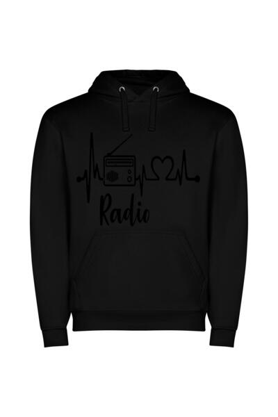 iLovePrints Soundwaves & Style Φούτερ με κουκούλα σε χρώμα Μαύρο