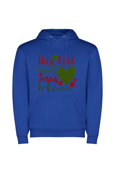 iLovePrints Cocoa-Loving Teen Embracing Faith Φούτερ με κουκούλα σε χρώμα Μπλε
