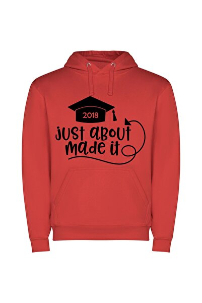 iLovePrints Almost There: Class of 2019 Φούτερ με κουκούλα σε χρώμα Κόκκινο