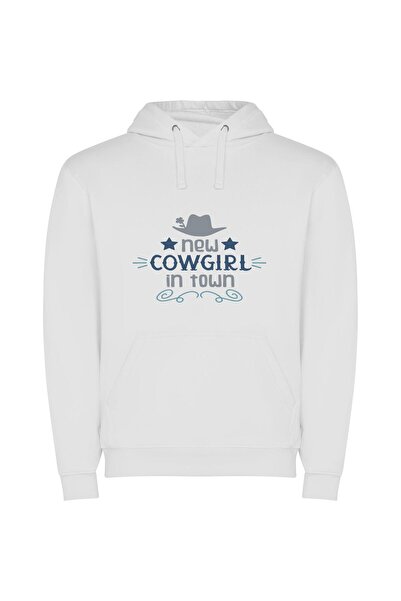 iLovePrints New Western Cowgirl Charm Φούτερ με κουκούλα σε χρώμα Λευκό