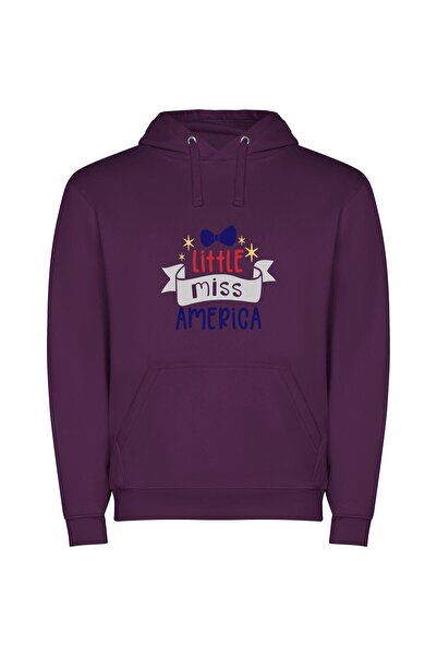 iLovePrints Patriotic Miss USA Bow Φούτερ με κουκούλα σε χρώμα Μωβ