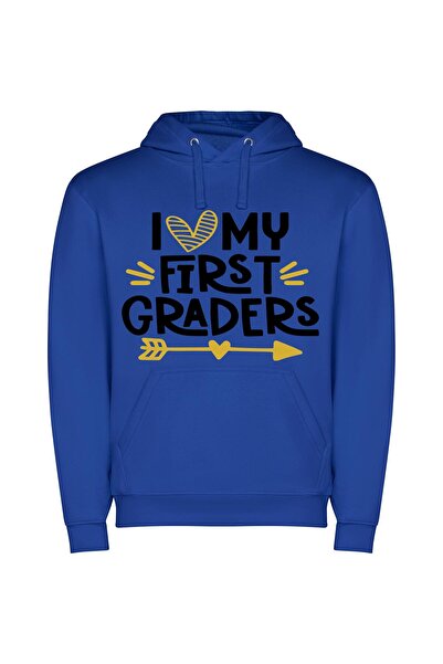 iLovePrints Cherished First Grade Bonds Φούτερ με κουκούλα σε χρώμα Μπλε