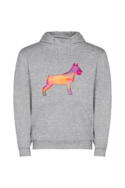 iLovePrints Colorful Canine Silhouette Φούτερ με κουκούλα σε χρώμα Γκρι